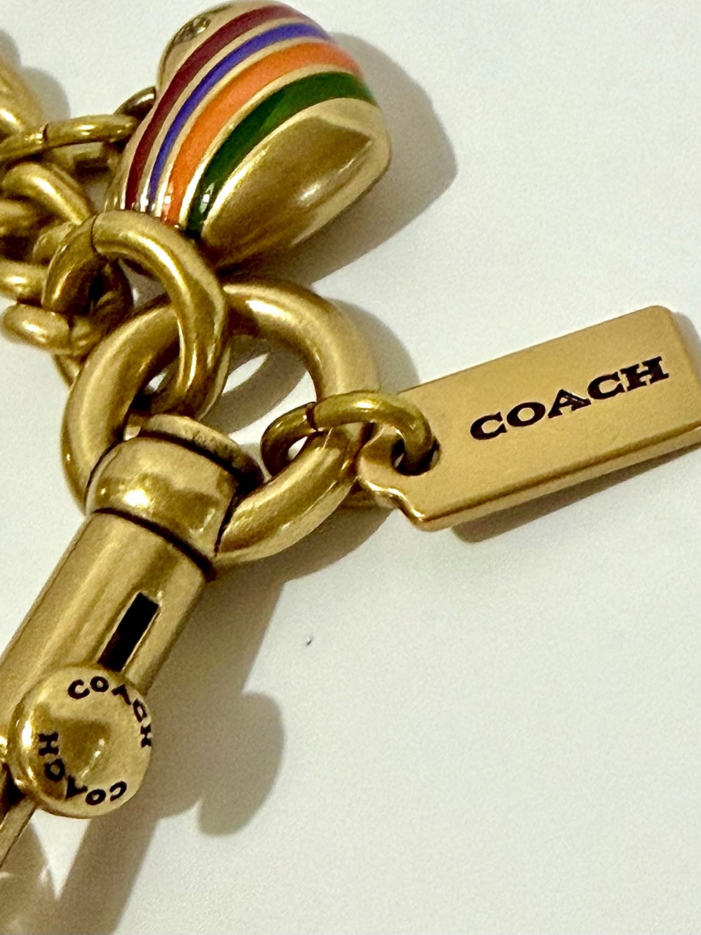 Coach Gold-Tone Motif Chain Enamel Bag Charm - Picture 6 of 6